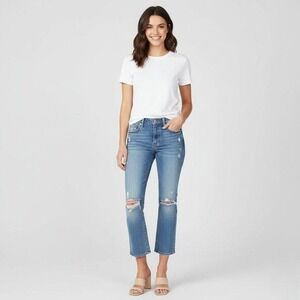 MOTHER The Insider Ankle Crop Jeans Bloom And Doom Distressed Size 29